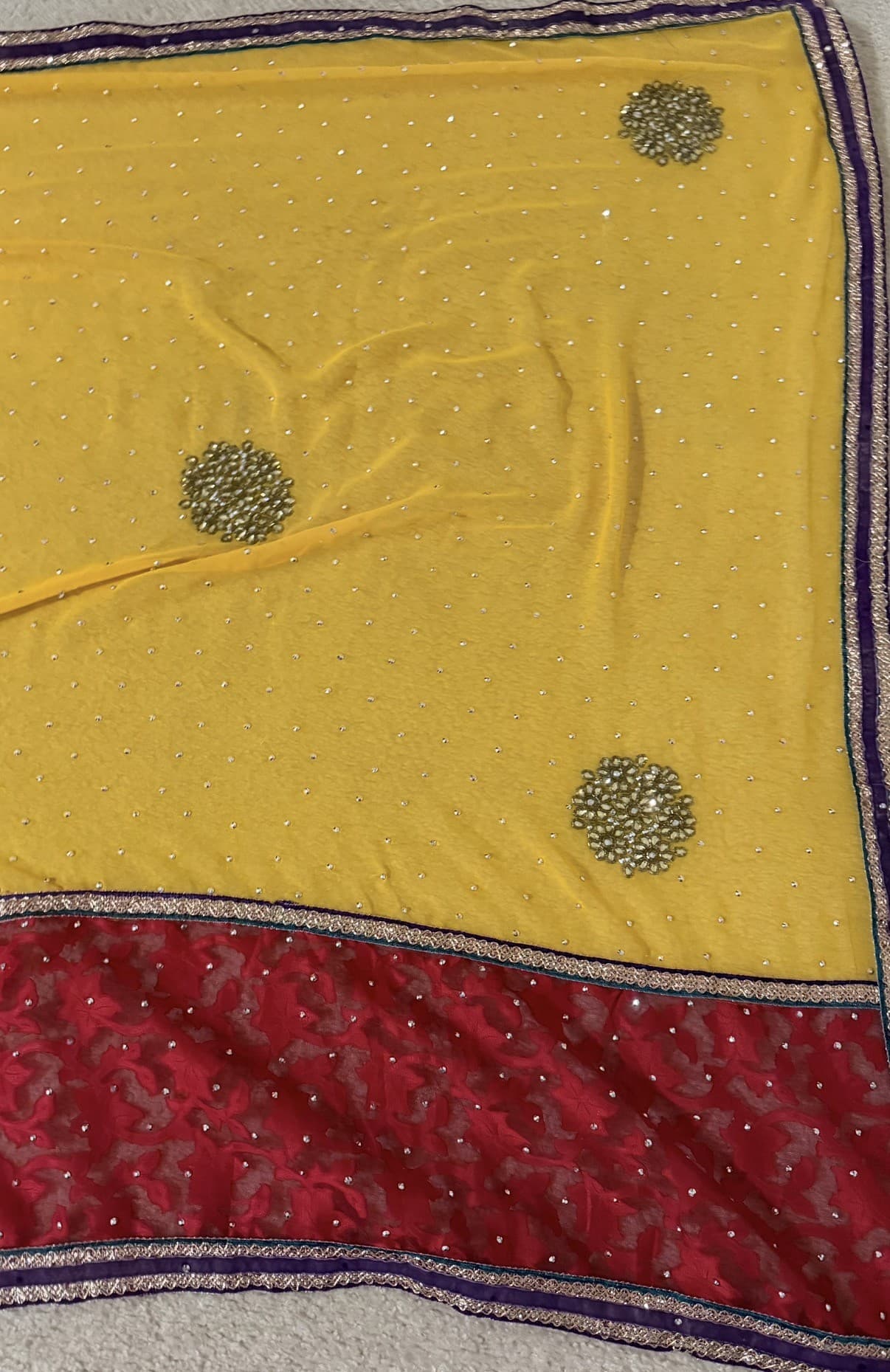 Yellow and red Saree with blouse