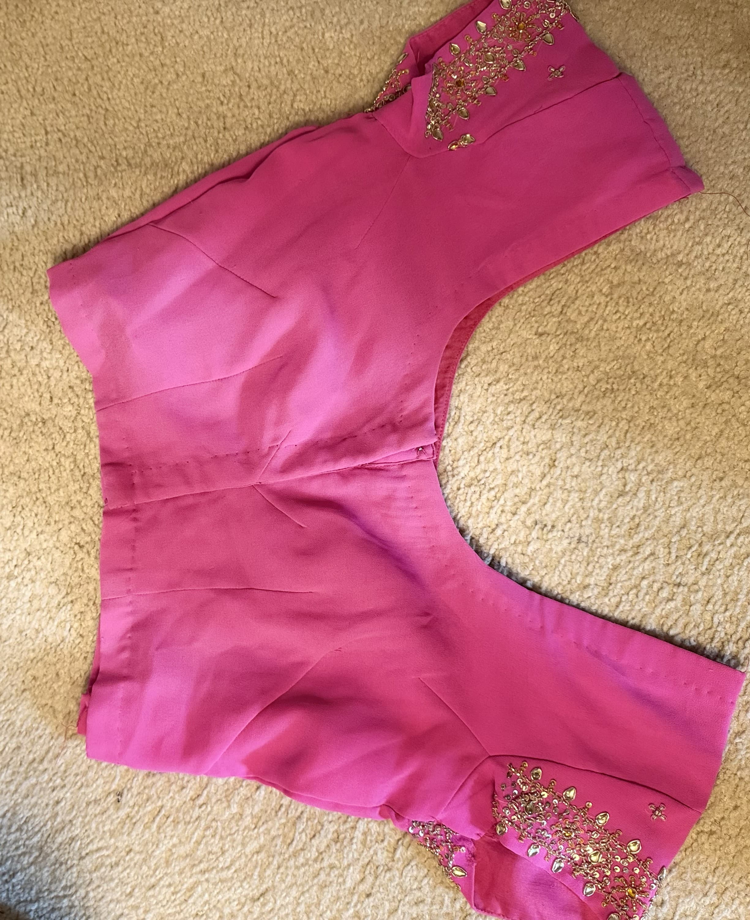 Pink Georgette Sequence with Embroidery work Saree set