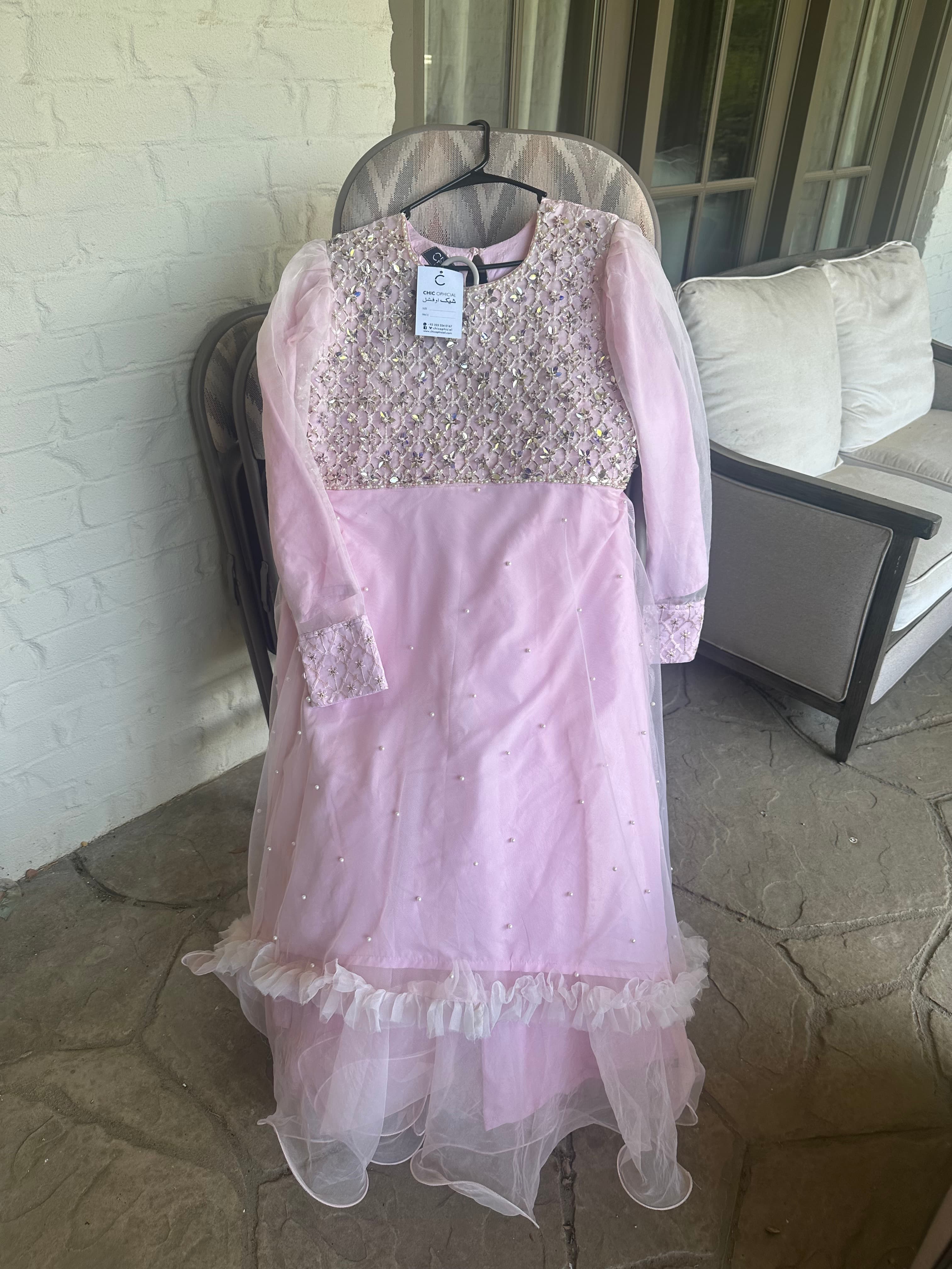 Baby pink 3 piece suit with silver embellishments