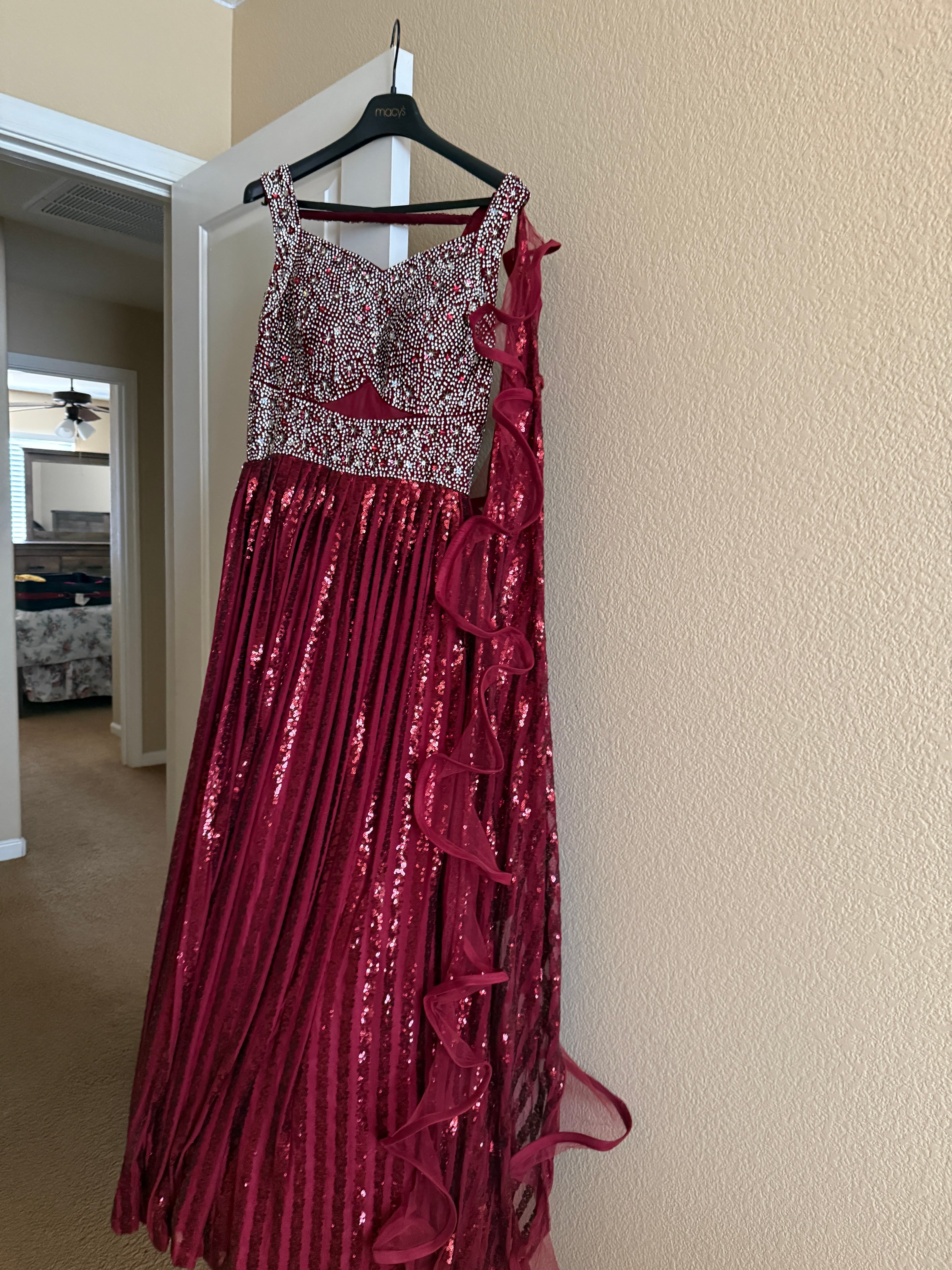 Gown - Maroon Sequin and Rhinestone Dress