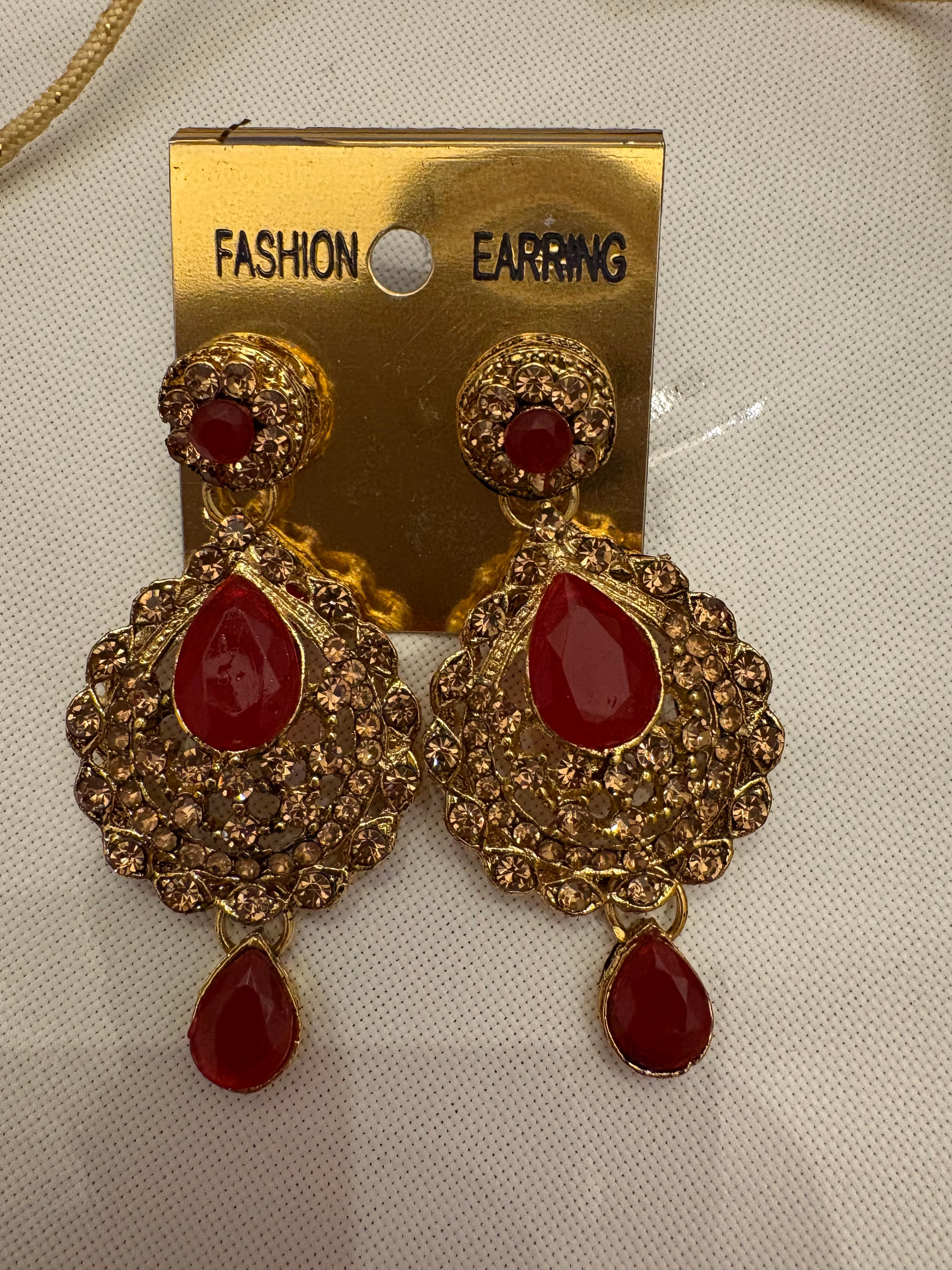 Red Festive Necklace and Earrings